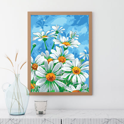 White Daisy - Full Round Drill Diamond Painting 30*40CM