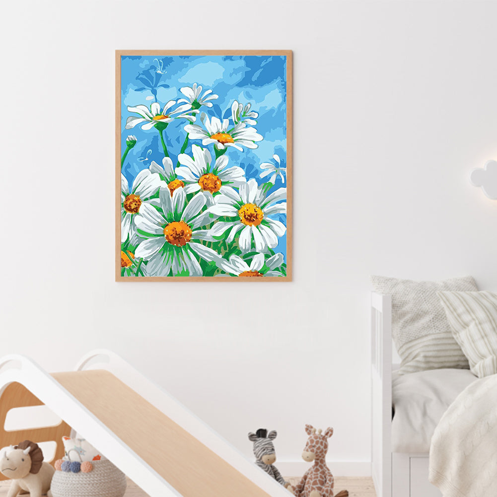 White Daisy - Full Round Drill Diamond Painting 30*40CM