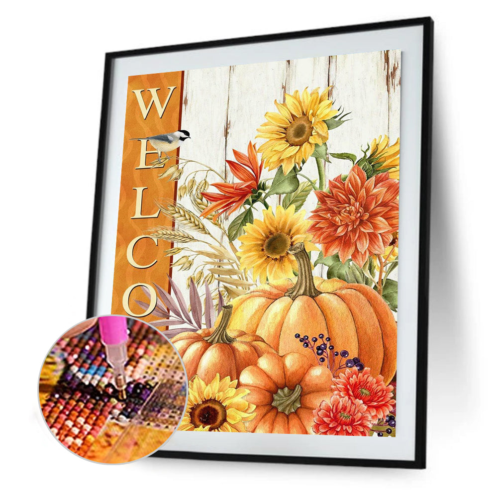 Pumpkin Sunflower - Full Round Drill Diamond Painting 30*40CM