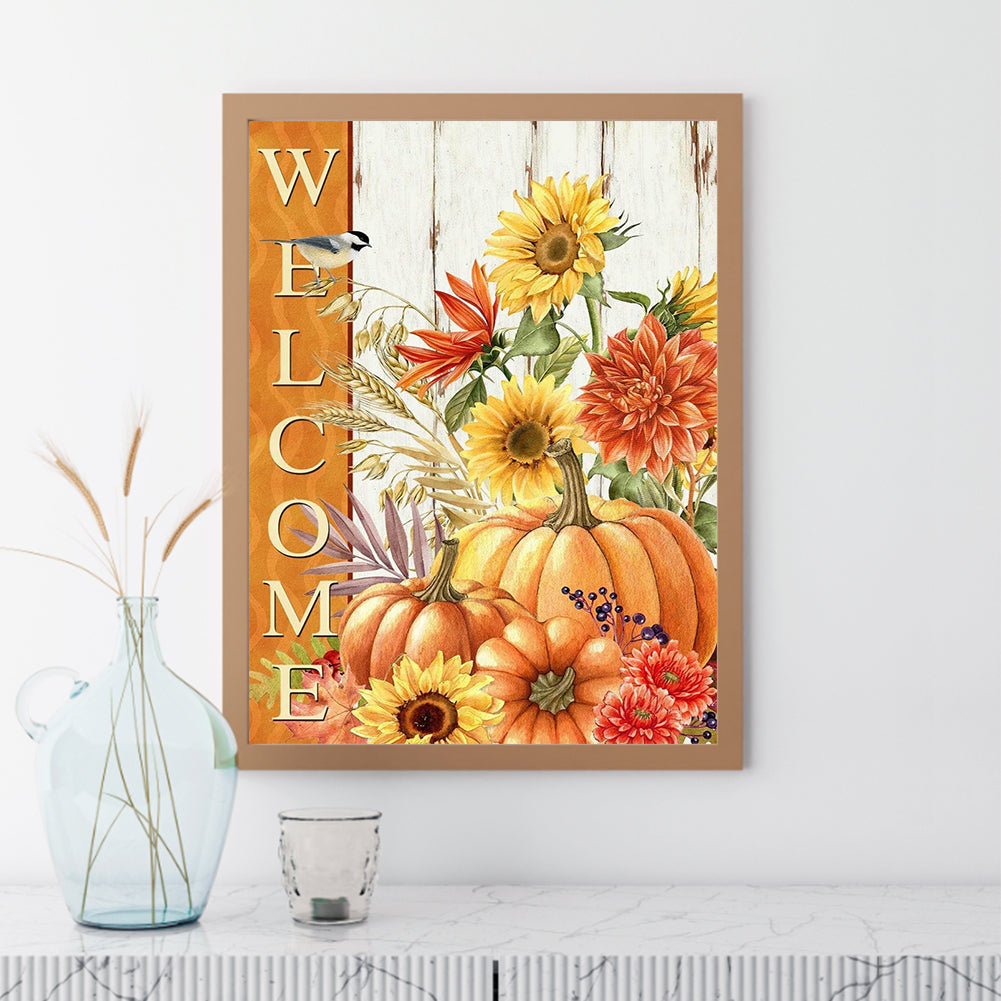 Pumpkin Sunflower - Full Round Drill Diamond Painting 30*40CM