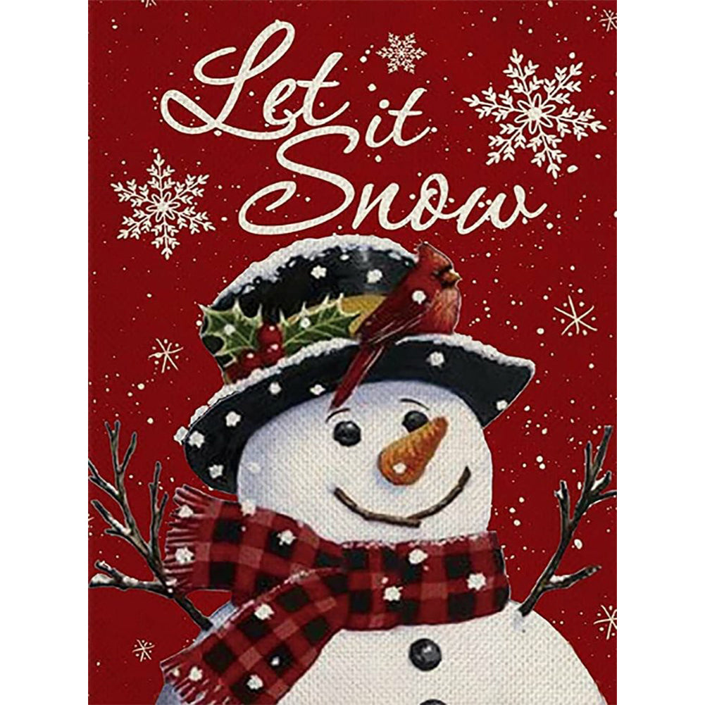 Cardinal Snowman - Full Round Drill Diamond Painting 30*40CM