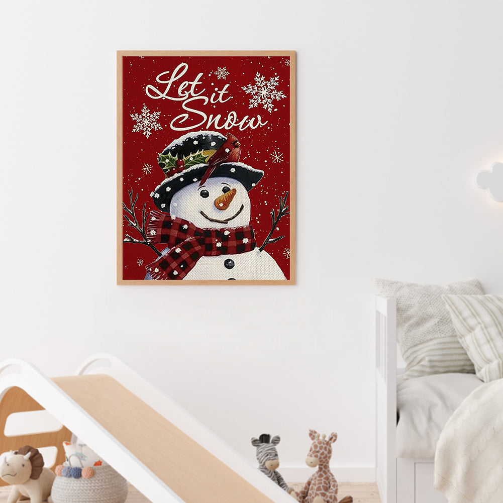 Cardinal Snowman - Full Round Drill Diamond Painting 30*40CM