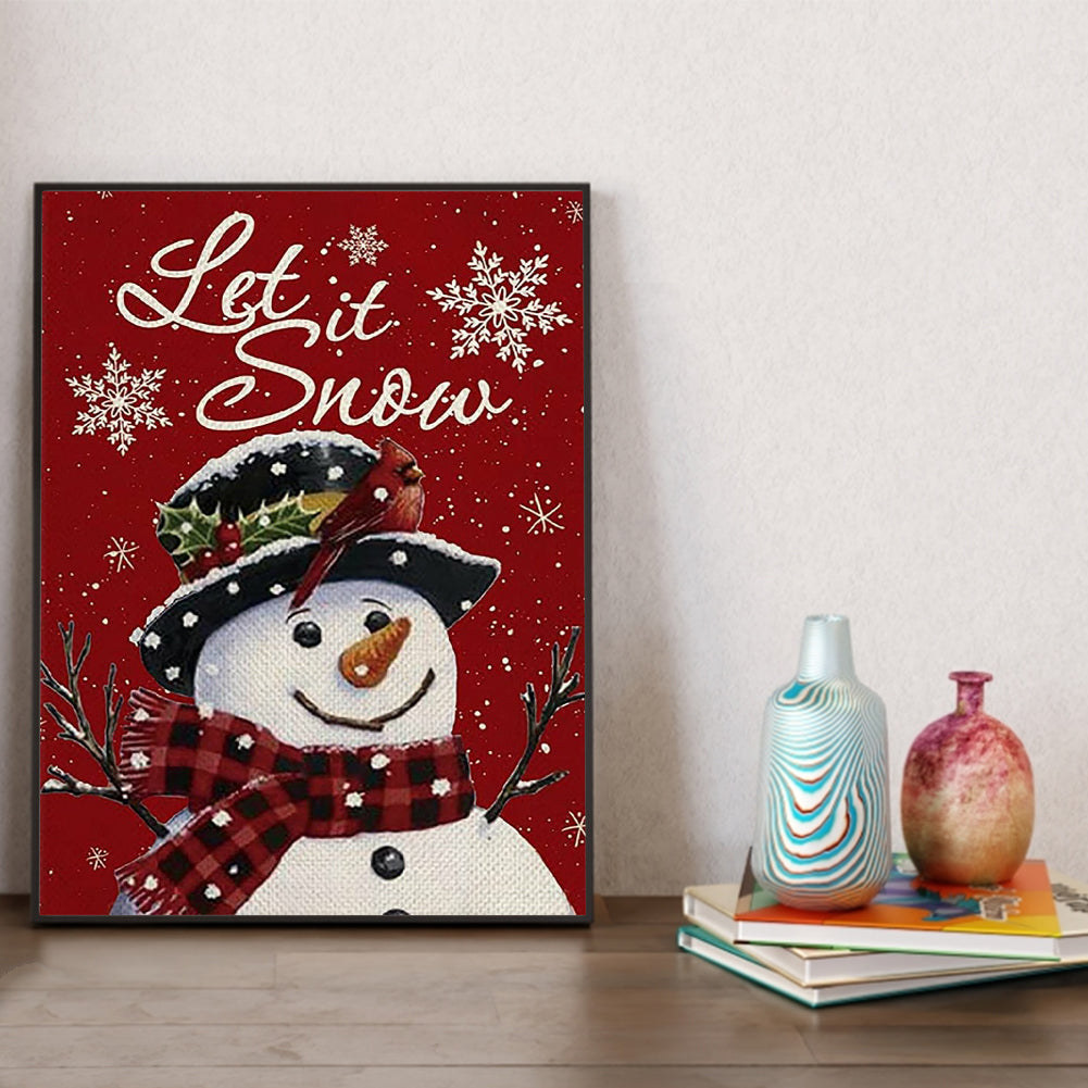 Cardinal Snowman - Full Round Drill Diamond Painting 30*40CM