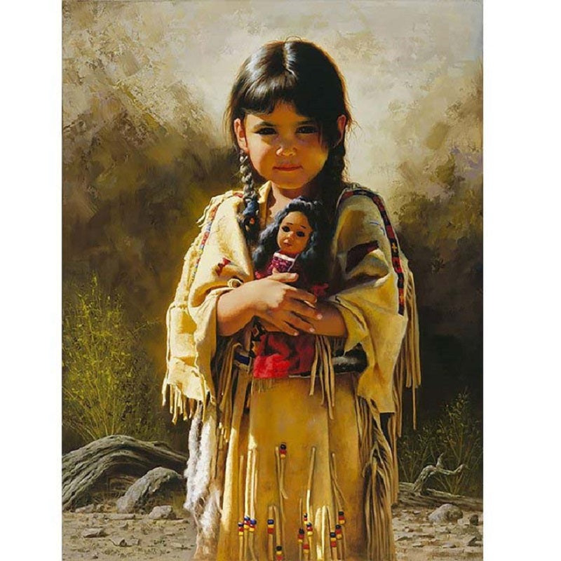 Little Indian Girl - Full Round Drill Diamond Painting 40*50CM