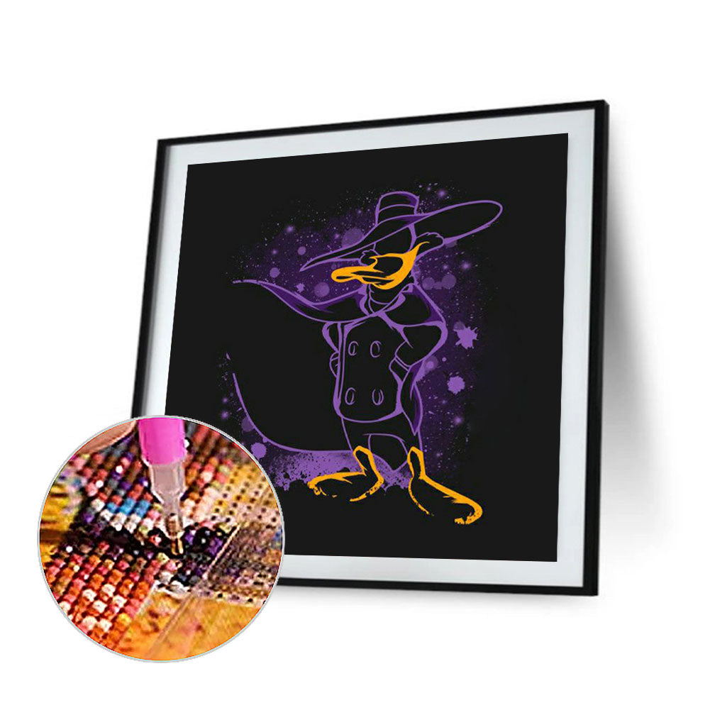 Cartoon Silhouette Daffy Duck And Black Cape - Full Round Drill Diamond Painting 40*40CM