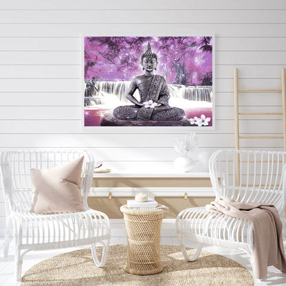 Buddha Statue Stone Pier 40*30CM(Canvas) Full Round Drill Diamond Painting