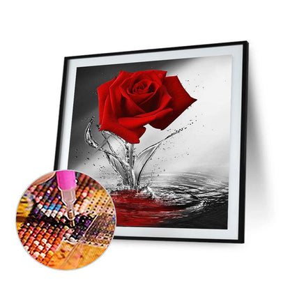 A Red Rose On The Water - Full Round Drill Diamond Painting 40*40CM