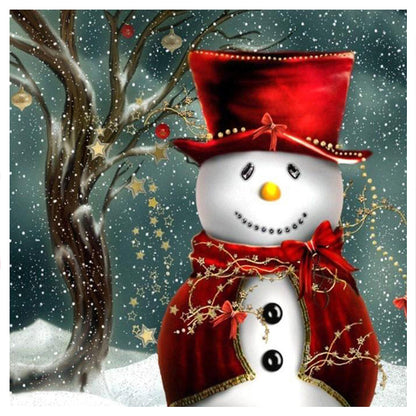 Snowman In Red Hat - Full Square Drill Diamond Painting 40*40CM