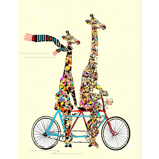 Giraffe Riding A Bike - Full Round Drill Diamond Painting 30*40CM