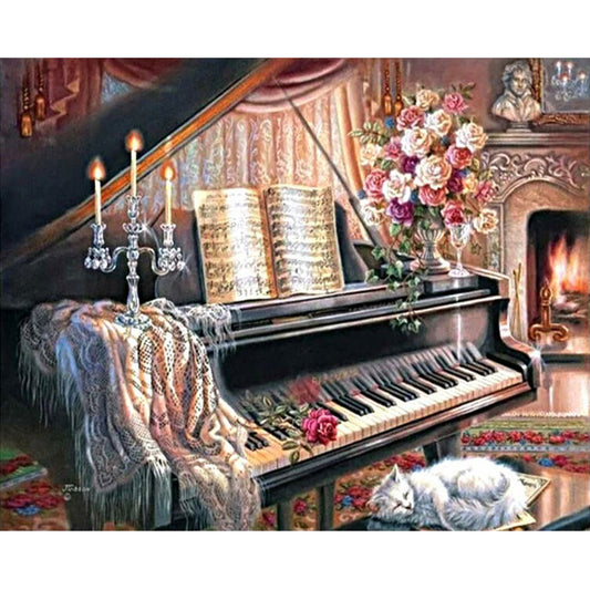 Candlestick Piano 50*40CM(Canvas) Full Round Drill Diamond Painting