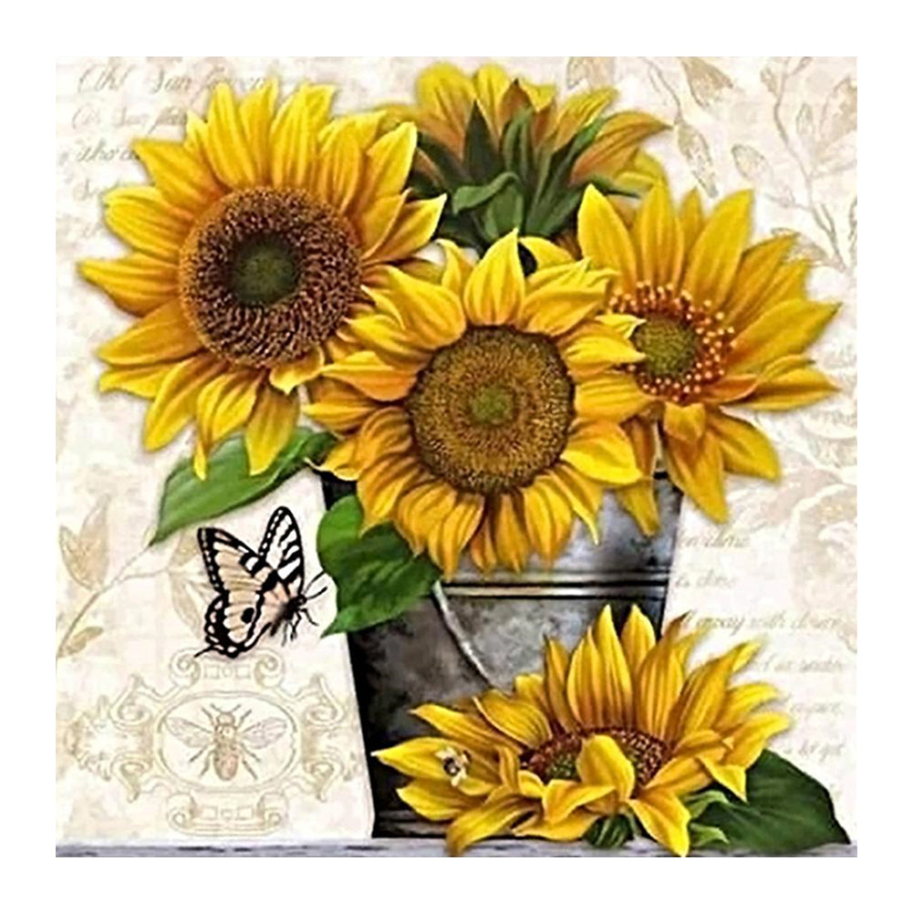 Sunflower Butterfly - Full Square Drill Diamond Painting 30*30CM