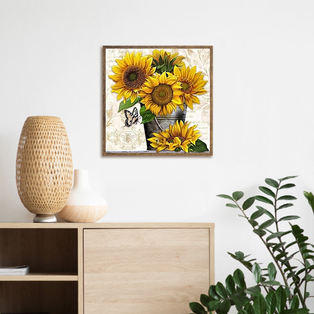 Sunflower Butterfly - Full Square Drill Diamond Painting 30*30CM