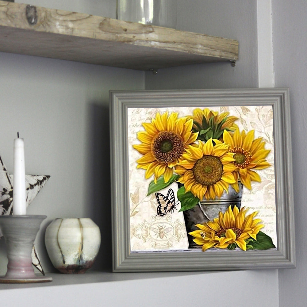 Sunflower Butterfly - Full Square Drill Diamond Painting 30*30CM