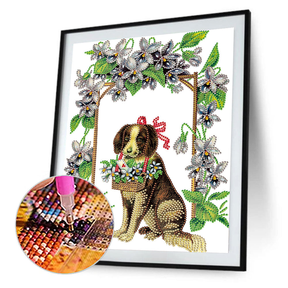 Springer Under The Flower Stand - Special Shaped Drill Diamond Paiting 30*40CM