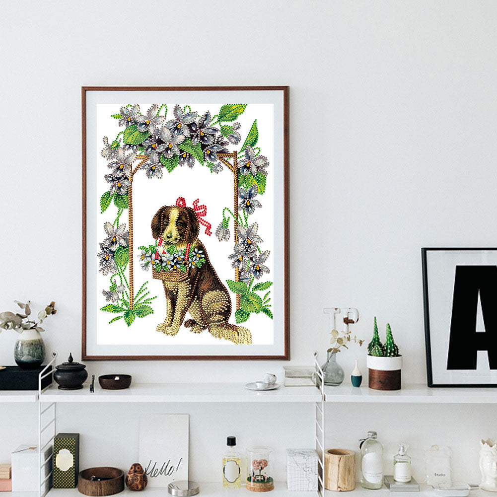 Springer Under The Flower Stand - Special Shaped Drill Diamond Paiting 30*40CM