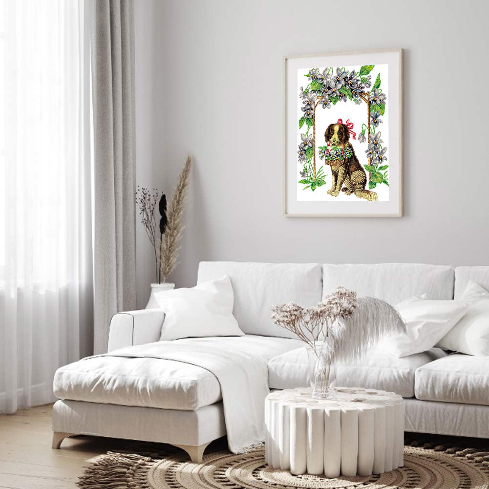 Springer Under The Flower Stand - Special Shaped Drill Diamond Paiting 30*40CM