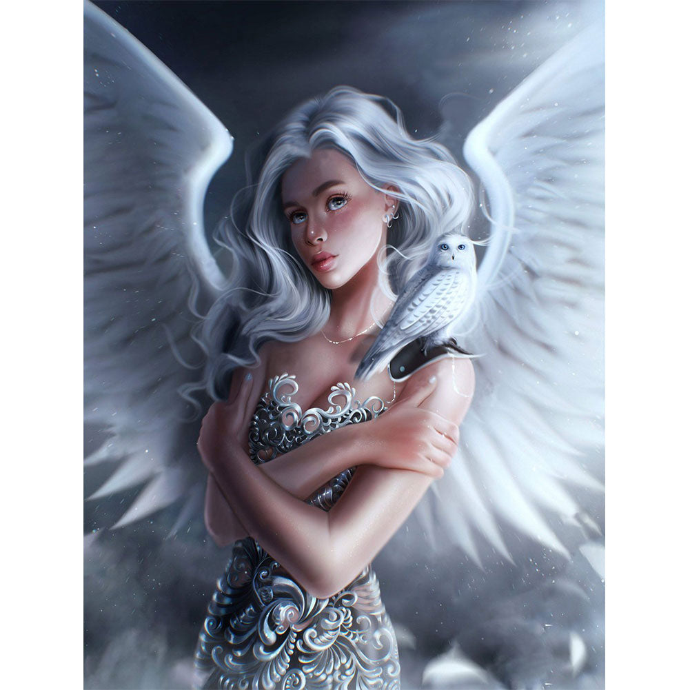 Winged Angel Girl With Owl 30*40CM(Canvas) Full Square Drill Diamond Painting