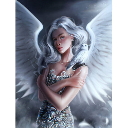 Winged Angel Girl With Owl 30*40CM(Canvas) Full Square Drill Diamond Painting