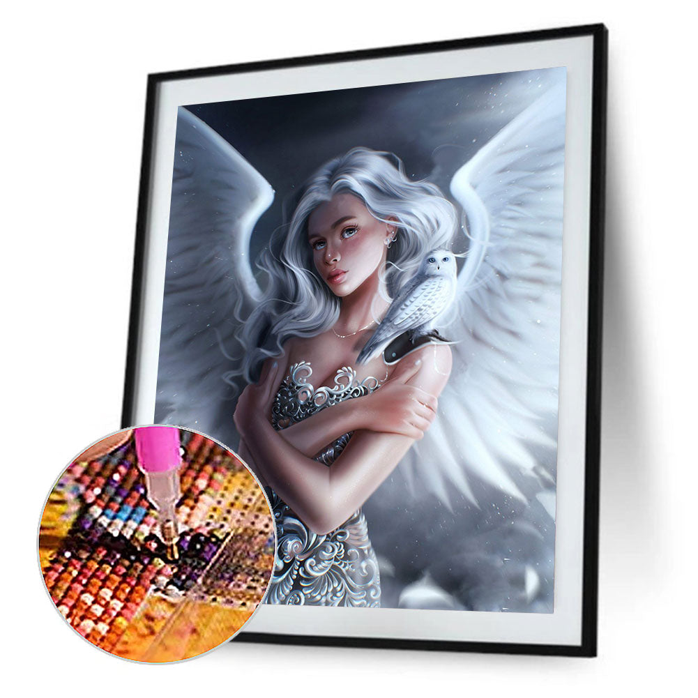 Winged Angel Girl With Owl 30*40CM(Canvas) Full Square Drill Diamond Painting