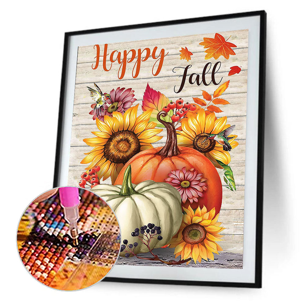 Harvest Autumn Pumpkin Sunflower - Full Round Drill Diamond Painting 30*40CM