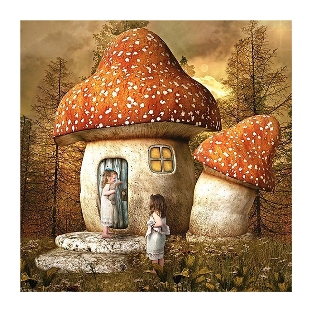 Mushroom House - Full Round Drill Diamond Painting 40*40CM