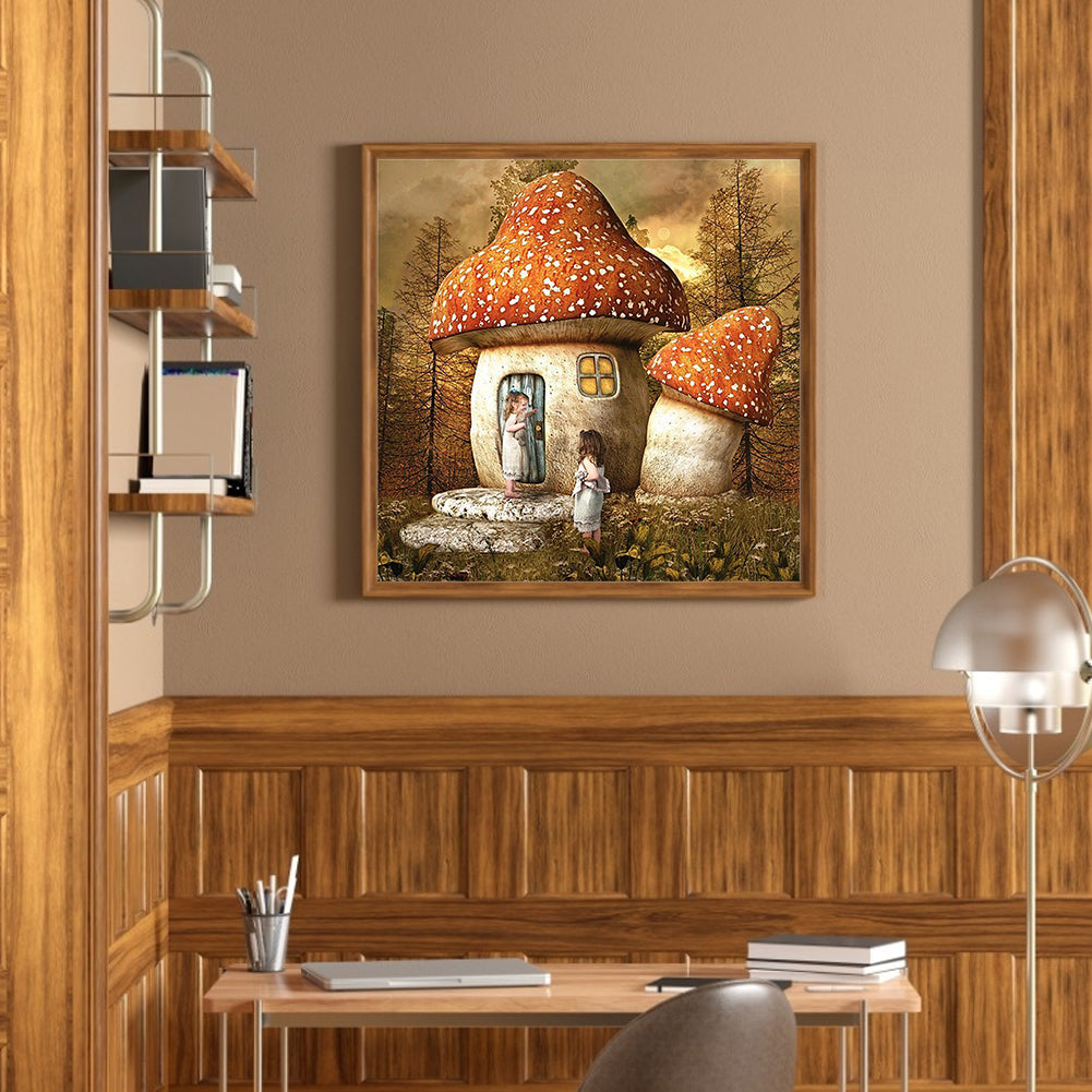 Mushroom House - Full Round Drill Diamond Painting 40*40CM