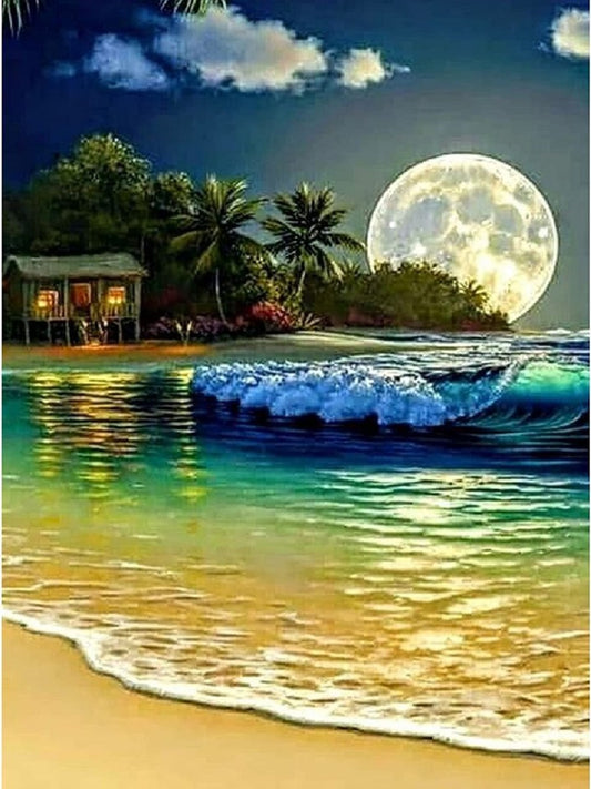 Seaside Moon - Full Round Drill Diamond Painting 40*50CM