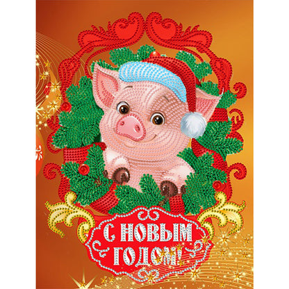 Animals In Christmas Mood - Festive Pigs - Special Shaped Drill Diamond Paiting 30*40CM