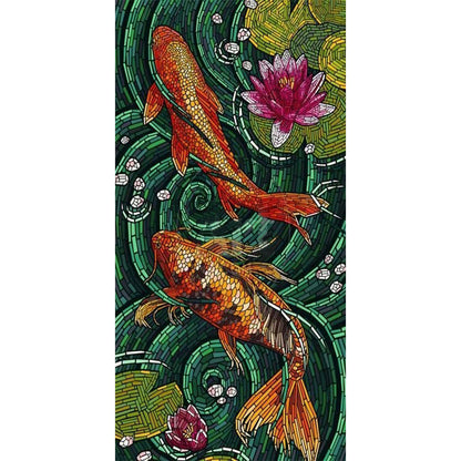 Glass Mosaic Goldfish - Full Round Drill Diamond Painting 40*80CM