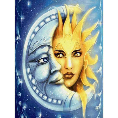 Face Of Sun And Moon - Full Square Drill Diamond Painting 30*40CM