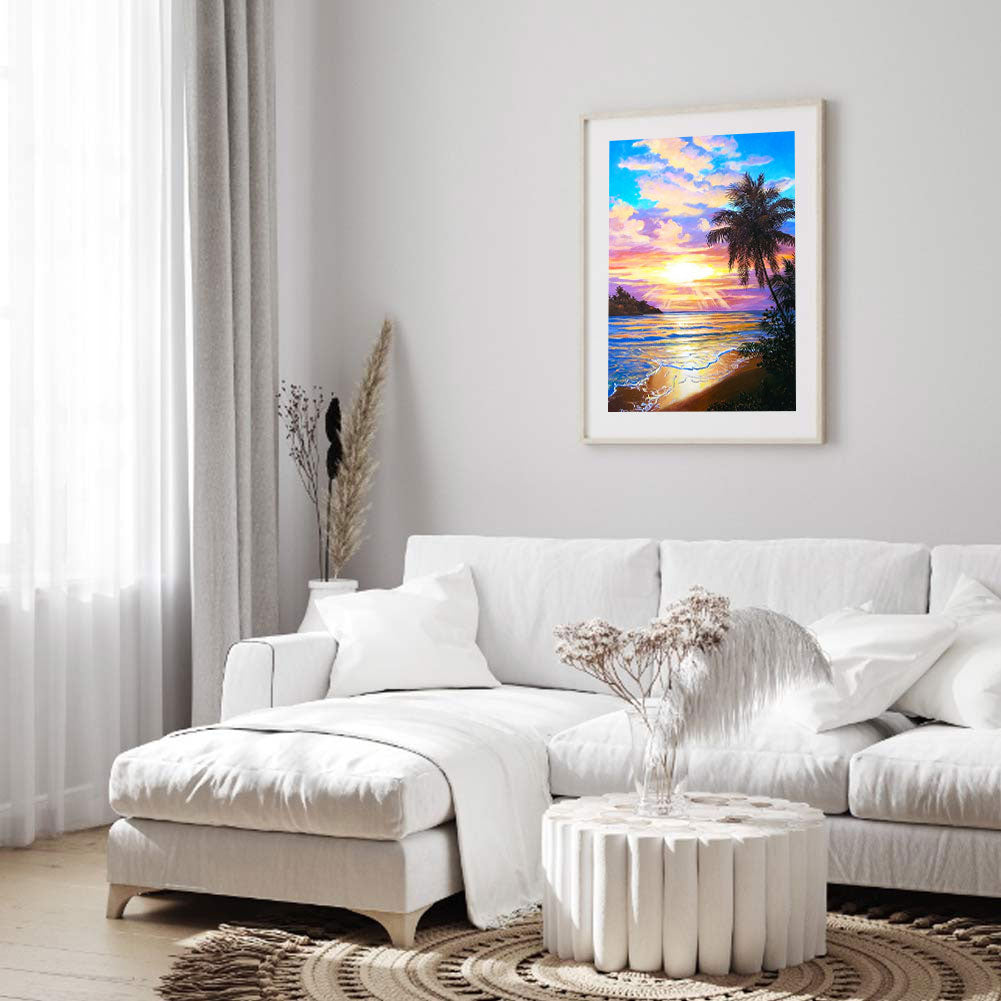 Sea ??Sunset - Full Round Drill Diamond Painting 30*40CM