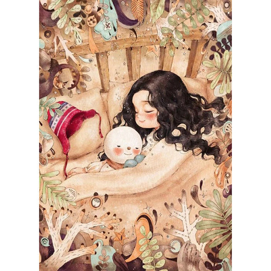 Sleeping Little Girl - Full Round Drill Diamond Painting 40*50CM