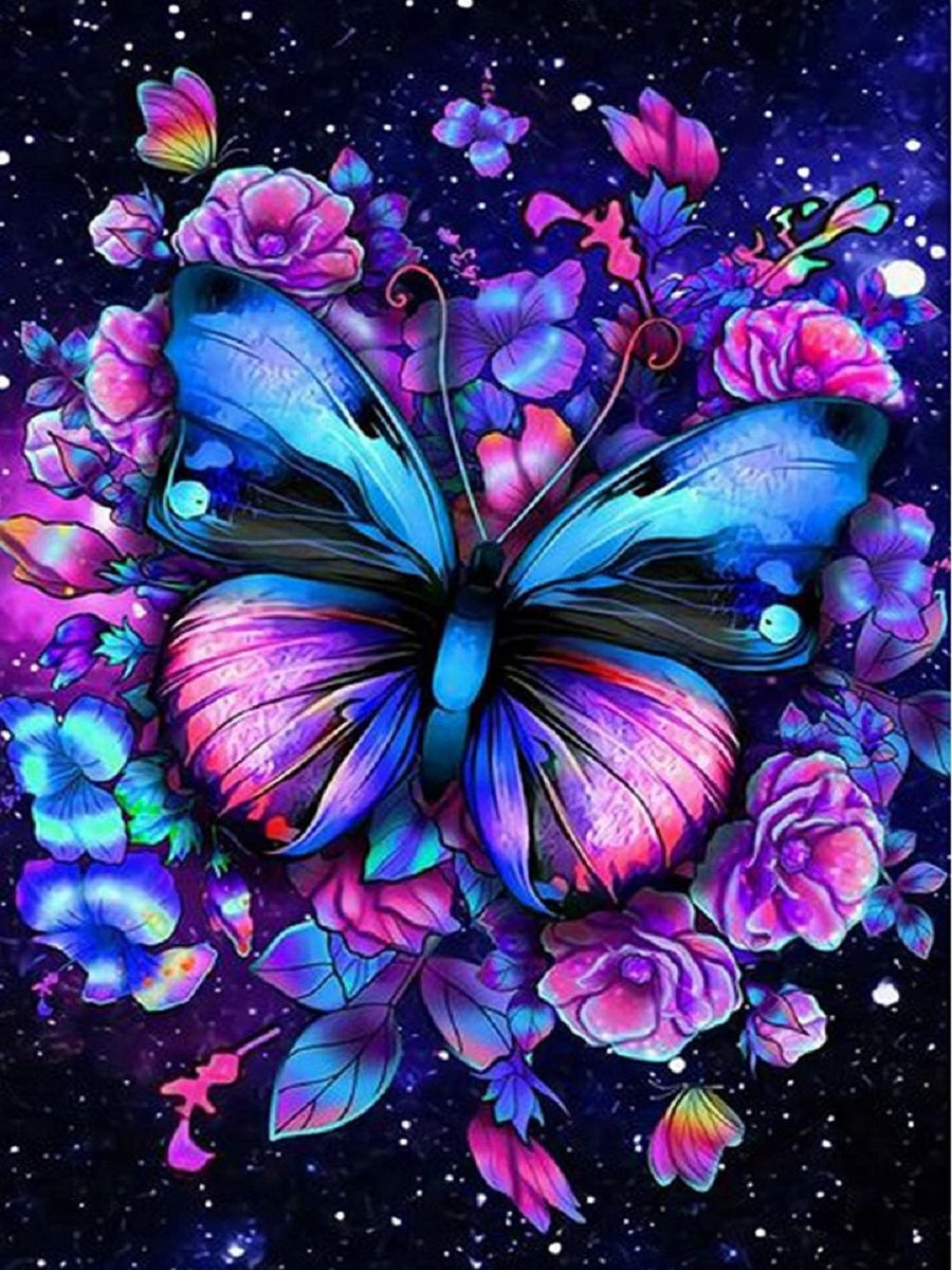 Purple Butterfly - Full Round Drill Diamond Painting 30*40CM