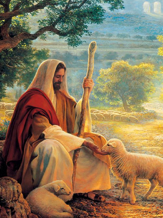 Jesus And The Lamb - Full Round Drill Diamond Painting 30*40CM