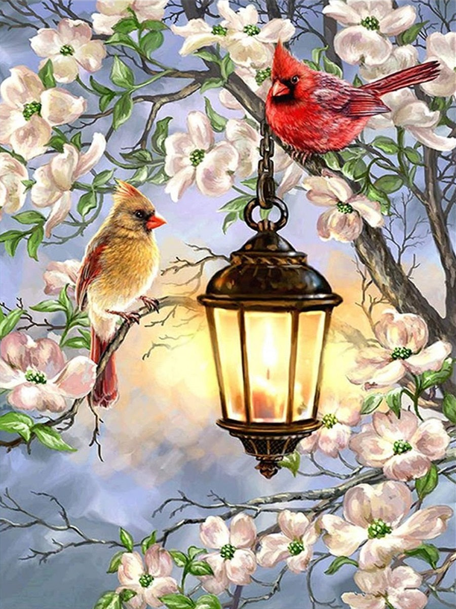 Street Light Cardinal - Full Square Drill Diamond Painting 30*40CM