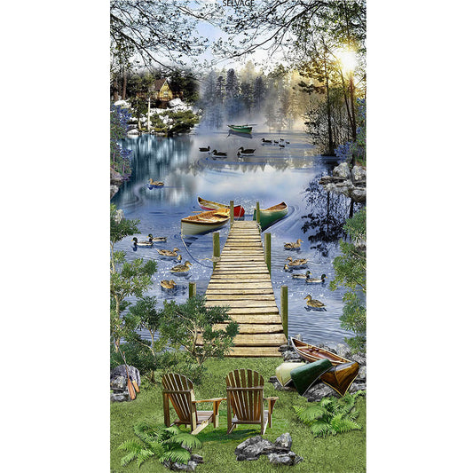 Lakeside Plank Road Scenery - Full Round Drill Diamond Painting 45*85CM