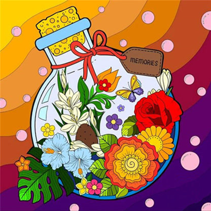 Colorful Flower Bottle - Full Round Drill Diamond Painting 30*30CM