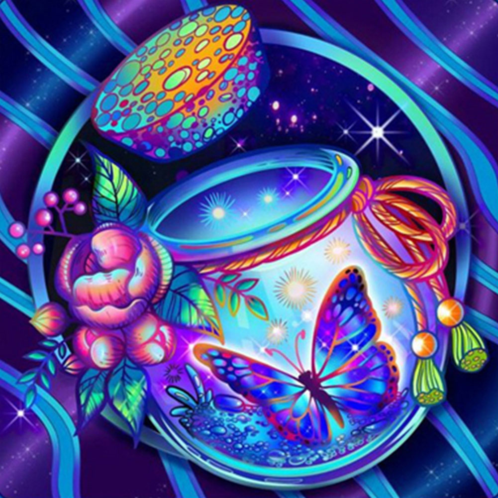 Colorful Flower Bottle - Full Round Drill Diamond Painting 30*30CM