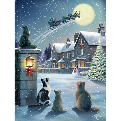 Cats At Christmas - Full Round Drill Diamond Painting 30*40CM