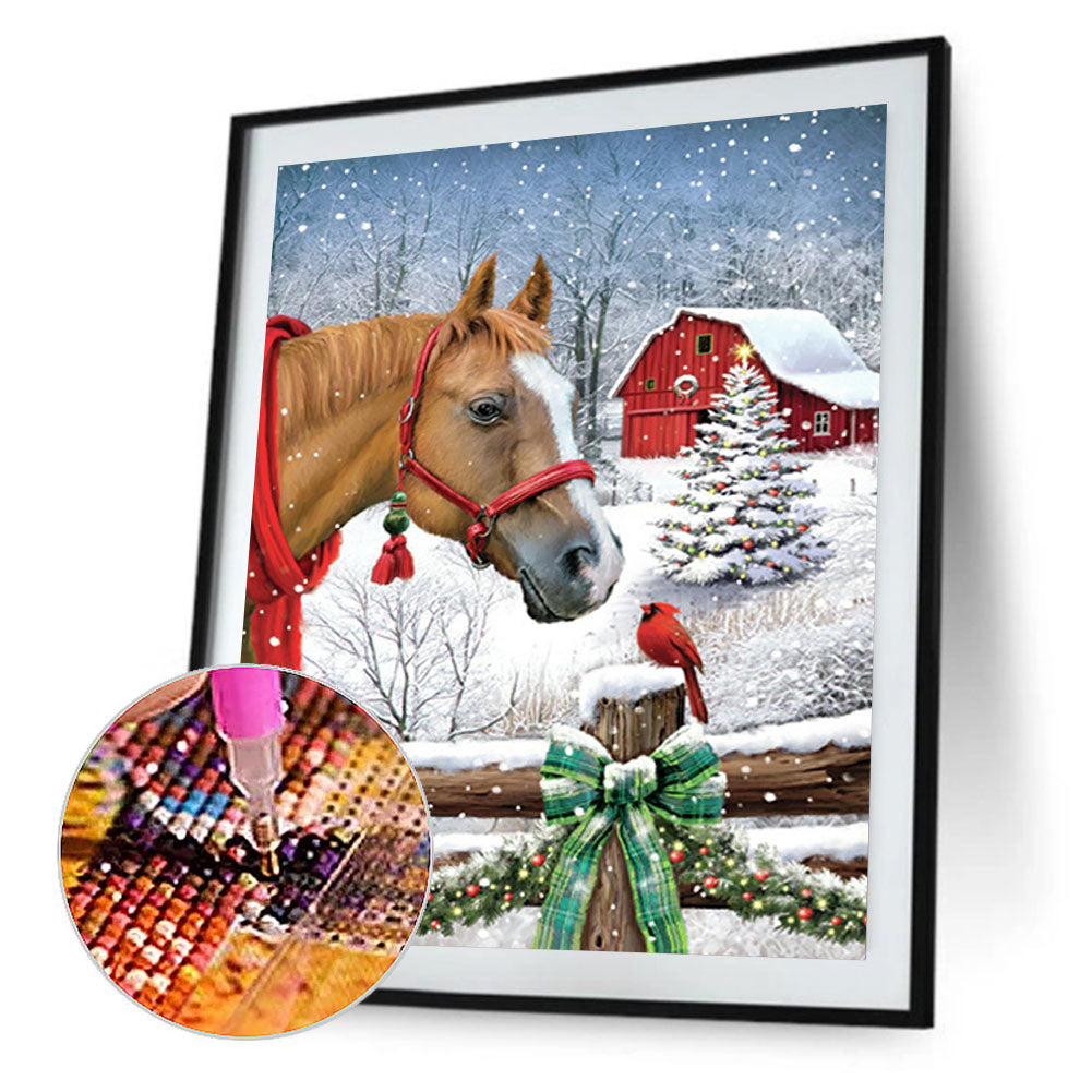 Christmas Horse - Full Round Drill Diamond Painting 30*40CM