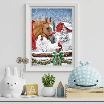 Christmas Horse - Full Round Drill Diamond Painting 30*40CM