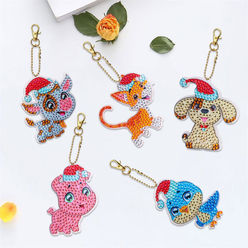 DIY Diamond Painting Keychain 5pcs (Double-Sided Diamond Paste)