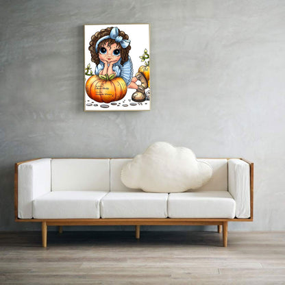 Pumpkin Cartoon Little Girl - Full Round Drill Diamond Painting 30*40CM