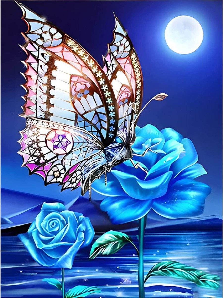 Flower Butterfly - Full Round Drill Diamond Painting 30*40CM