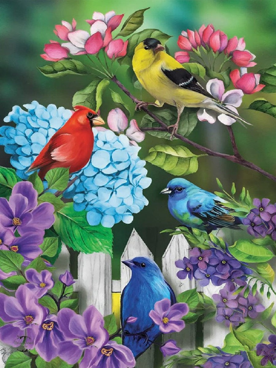 Birds And Flowers - Full Round Drill Diamond Painting 30*40CM