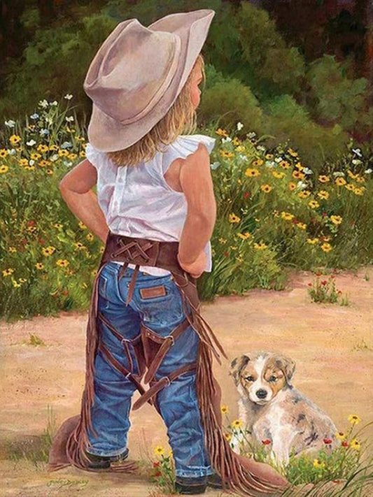 Cowboy Cool Kid - Full Square Drill Diamond Painting 30*40CM