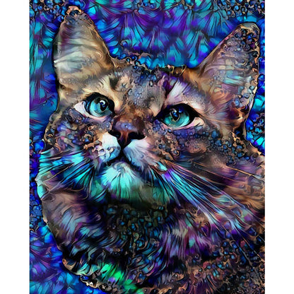 Metallic Stained Glass Cat - Full Round Drill Diamond Painting 40*50CM