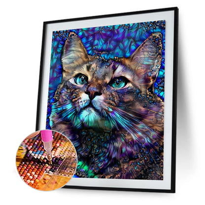 Metallic Stained Glass Cat - Full Round Drill Diamond Painting 40*50CM