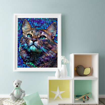 Metallic Stained Glass Cat - Full Round Drill Diamond Painting 40*50CM