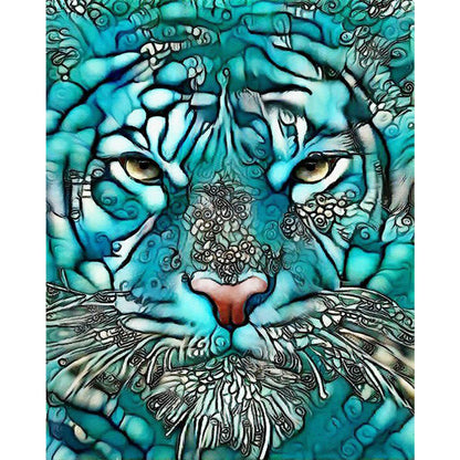 Metallic Stained Glass Tiger - Full Round Drill Diamond Painting 50*60CM